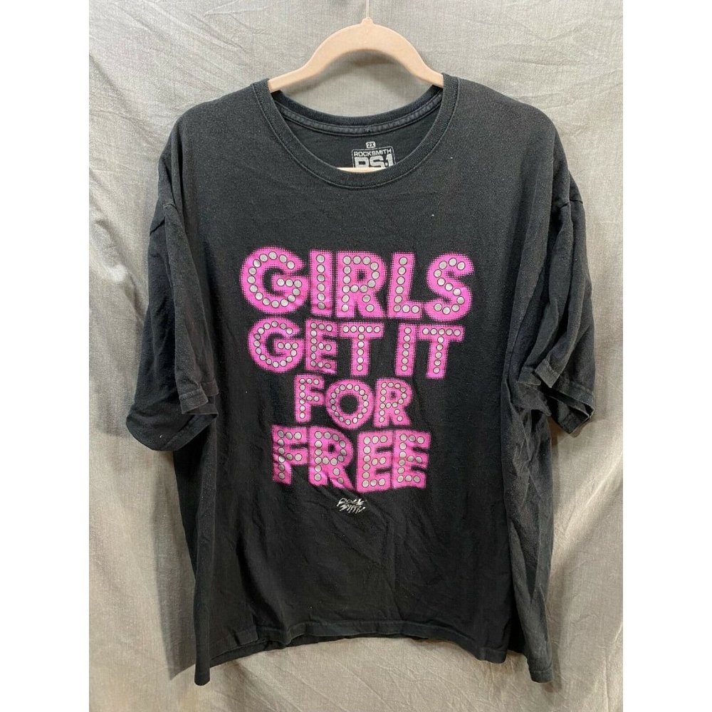 Girls Get It For Free Rock Smith Shirt Womens 2X Black Short‎ Sleeve Tee.
